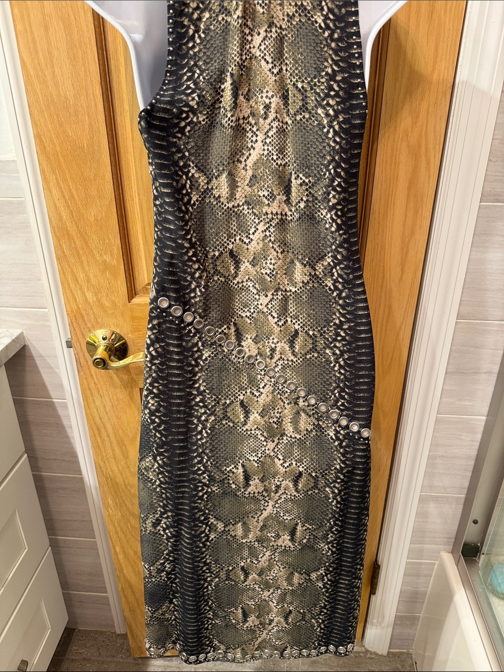 Haute Hippie Snake-Print Halter Midi Dress - Black & Brown - Picture 7 of 9